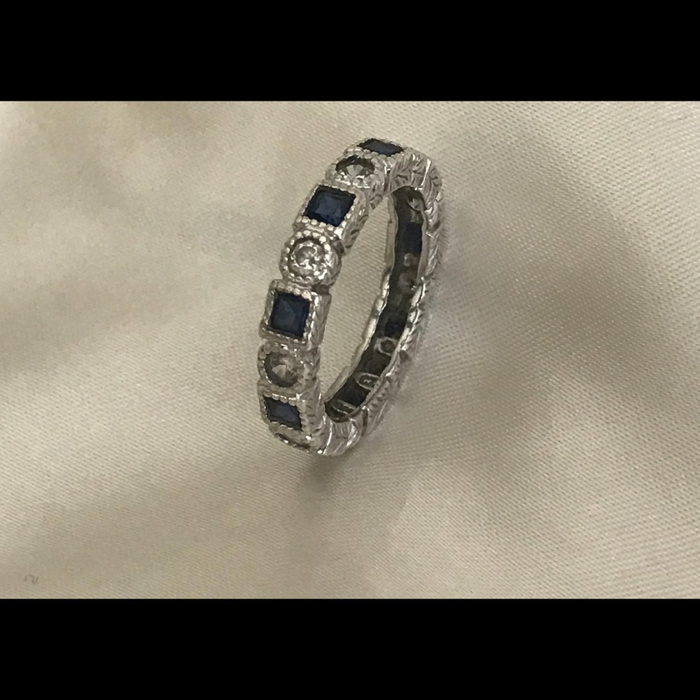 Plat-Clad Silver Diamonique Sapphire Eternity Band